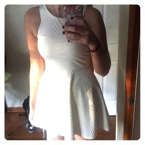 Fun and Flirty Geometric Patterned White Dress